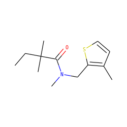 CCC(C)(C)C(=O)N(C)Cc1sccc1C ZINC000338741346