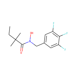 CCC(C)(C)C(=O)N(O)Cc1cc(F)c(F)c(F)c1 ZINC001772619685