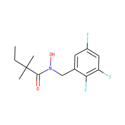 CCC(C)(C)C(=O)N(O)Cc1cc(F)cc(F)c1F ZINC001772635129