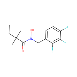 CCC(C)(C)C(=O)N(O)Cc1ccc(F)c(F)c1F ZINC001772608008