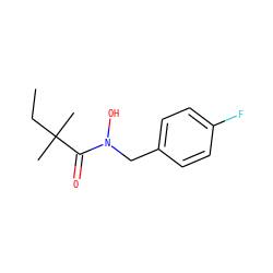 CCC(C)(C)C(=O)N(O)Cc1ccc(F)cc1 ZINC000901375390