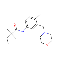 CCC(C)(C)C(=O)Nc1ccc(C)c(CN2CCOCC2)c1 ZINC000045252986