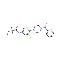 CCC(C)(C)C(=O)Nc1ccc(N2CCN(C(=O)c3ccccc3)CC2)c(Cl)c1 ZINC000043074414