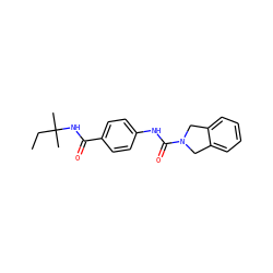 CCC(C)(C)NC(=O)c1ccc(NC(=O)N2Cc3ccccc3C2)cc1 ZINC000106322043