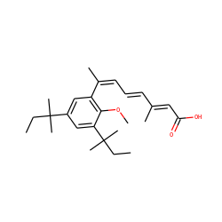 CCC(C)(C)c1cc(/C(C)=C\C=C\C(C)=C\C(=O)O)c(OC)c(C(C)(C)CC)c1 ZINC000013522268