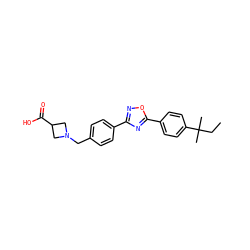 CCC(C)(C)c1ccc(-c2nc(-c3ccc(CN4CC(C(=O)O)C4)cc3)no2)cc1 ZINC000013673882