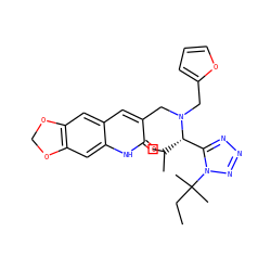CCC(C)(C)n1nnnc1[C@H](C(C)C)N(Cc1ccco1)Cc1cc2cc3c(cc2[nH]c1=O)OCO3 ZINC000013151176