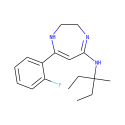 CCC(C)(CC)NC1=NCCNC(c2ccccc2F)=C1 ZINC000101069859