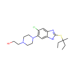 CCC(C)(CC)Sc1nc2cc(Cl)c(N3CCN(CCO)CC3)cc2[nH]1 ZINC000029049879