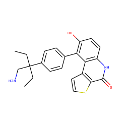 CCC(CC)(CN)c1ccc(-c2c(O)ccc3[nH]c(=O)c4sccc4c23)cc1 ZINC000167131384