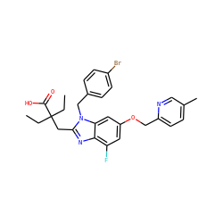 CCC(CC)(Cc1nc2c(F)cc(OCc3ccc(C)cn3)cc2n1Cc1ccc(Br)cc1)C(=O)O ZINC000226022615