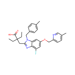 CCC(CC)(Cc1nc2c(F)cc(OCc3ccc(C)cn3)cc2n1Cc1ccc(C)cc1)C(=O)O ZINC000226033336
