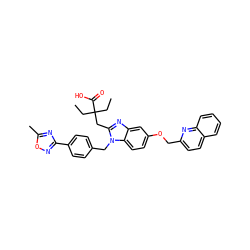 CCC(CC)(Cc1nc2cc(OCc3ccc4ccccc4n3)ccc2n1Cc1ccc(-c2noc(C)n2)cc1)C(=O)O ZINC000226108760