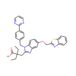 CCC(CC)(Cc1nc2cc(OCc3nc4ccccc4s3)ccc2n1Cc1ccc(-c2ncccn2)cc1)C(=O)O ZINC000219398160
