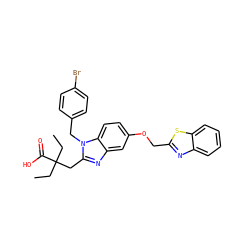 CCC(CC)(Cc1nc2cc(OCc3nc4ccccc4s3)ccc2n1Cc1ccc(Br)cc1)C(=O)O ZINC000219398077