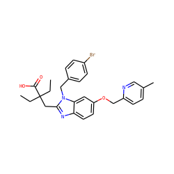 CCC(CC)(Cc1nc2ccc(OCc3ccc(C)cn3)cc2n1Cc1ccc(Br)cc1)C(=O)O ZINC000226025711