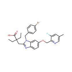 CCC(CC)(Cc1nc2ccc(OCc3ncc(C)cc3F)cc2n1Cc1ccc(Br)cc1)C(=O)O ZINC000218176135