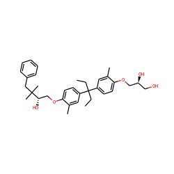 CCC(CC)(c1ccc(OC[C@@H](O)CO)c(C)c1)c1ccc(OC[C@H](O)C(C)(C)Cc2ccccc2)c(C)c1 ZINC000064528451