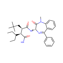 CCC(CC)[C@H](C(N)=O)[C@@H](CC(C)(C)C)C(=O)N[C@H]1N=C(c2ccccc2)c2ccccc2N(C)C1=O ZINC000299860055