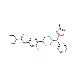 CCC(CC)C(=O)Nc1ccc(N2CCN([C@@H](c3ccccc3)c3nc(C)no3)CC2)c(F)c1 ZINC000103225301