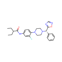 CCC(CC)C(=O)Nc1ccc(N2CCN([C@@H](c3ccccc3)c3ncno3)CC2)c(F)c1 ZINC000103225296