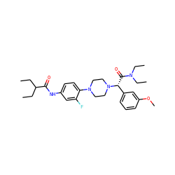 CCC(CC)C(=O)Nc1ccc(N2CCN([C@H](C(=O)N(CC)CC)c3cccc(OC)c3)CC2)c(F)c1 ZINC000103227860