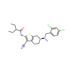 CCC(CC)C(=O)Nc1sc2c(c1C#N)CC[C@H](N(C)Cc1ccc(Cl)cc1Cl)C2 ZINC000028127945