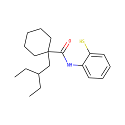 CCC(CC)CC1(C(=O)Nc2ccccc2S)CCCCC1 ZINC000013813331