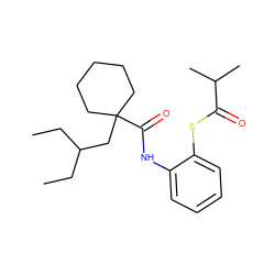 CCC(CC)CC1(C(=O)Nc2ccccc2SC(=O)C(C)C)CCCCC1 ZINC000003976476