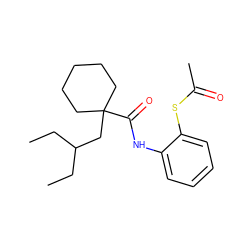 CCC(CC)CC1(C(=O)Nc2ccccc2SC(C)=O)CCCCC1 ZINC000013813337