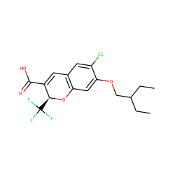 CCC(CC)COc1cc2c(cc1Cl)C=C(C(=O)O)[C@H](C(F)(F)F)O2 ZINC000066259967