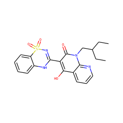 CCC(CC)Cn1c(=O)c(C2=NS(=O)(=O)c3ccccc3N2)c(O)c2cccnc21 ZINC000101006078
