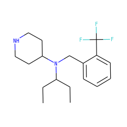 CCC(CC)N(Cc1ccccc1C(F)(F)F)C1CCNCC1 ZINC000036093139