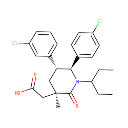 CCC(CC)N1C(=O)[C@@](C)(CC(=O)O)C[C@H](c2cccc(Cl)c2)[C@H]1c1ccc(Cl)cc1 ZINC000095571591