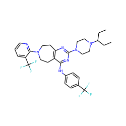 CCC(CC)N1CCN(c2nc3c(c(Nc4ccc(C(F)(F)F)cc4)n2)CCN(c2ncccc2C(F)(F)F)CC3)CC1 ZINC000066260050