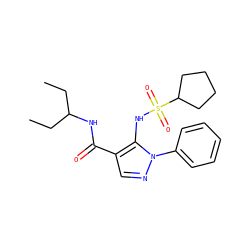 CCC(CC)NC(=O)c1cnn(-c2ccccc2)c1NS(=O)(=O)C1CCCC1 ZINC000073195983