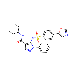 CCC(CC)NC(=O)c1cnn(-c2ccccc2)c1NS(=O)(=O)c1ccc(-c2cnco2)cc1 ZINC000073163570
