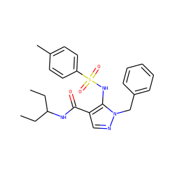 CCC(CC)NC(=O)c1cnn(Cc2ccccc2)c1NS(=O)(=O)c1ccc(C)cc1 ZINC000073168886