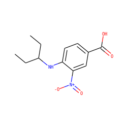 CCC(CC)Nc1ccc(C(=O)O)cc1[N+](=O)[O-] ZINC000013079424