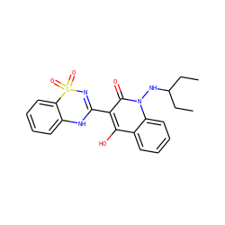CCC(CC)Nn1c(=O)c(C2=NS(=O)(=O)c3ccccc3N2)c(O)c2ccccc21 ZINC000101004883