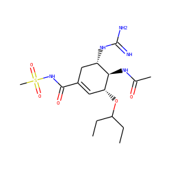 CCC(CC)O[C@@H]1C=C(C(=O)NS(C)(=O)=O)C[C@H](NC(=N)N)[C@H]1NC(C)=O ZINC000299838956