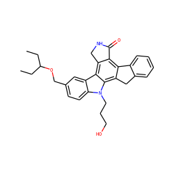 CCC(CC)OCc1ccc2c(c1)c1c3c(c4c(c1n2CCCO)Cc1ccccc1-4)C(=O)NC3 ZINC000013530106