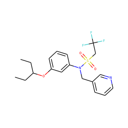 CCC(CC)Oc1cccc(N(Cc2cccnc2)S(=O)(=O)CC(F)(F)F)c1 ZINC000026832093