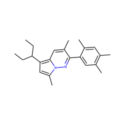 CCC(CC)c1cc(C)n2nc(-c3cc(C)c(C)cc3C)c(C)cc12 ZINC000073163988