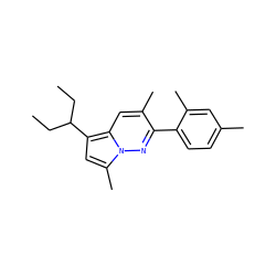 CCC(CC)c1cc(C)n2nc(-c3ccc(C)cc3C)c(C)cc12 ZINC000073163986