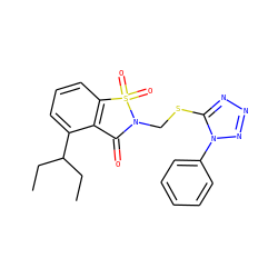 CCC(CC)c1cccc2c1C(=O)N(CSc1nnnn1-c1ccccc1)S2(=O)=O ZINC000029478390
