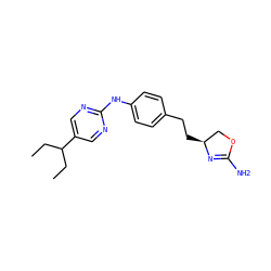 CCC(CC)c1cnc(Nc2ccc(CC[C@H]3COC(N)=N3)cc2)nc1 ZINC000169701192