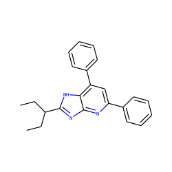 CCC(CC)c1nc2nc(-c3ccccc3)cc(-c3ccccc3)c2[nH]1 ZINC000034800844