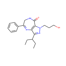 CCC(CC)c1nn(CCCO)c2c1N=C(c1ccccc1)CNC2=O ZINC000096928708