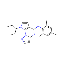 CCC(CC)n1ccc2c(Nc3c(C)cc(C)cc3C)nc3ccnn3c21 ZINC000035791433